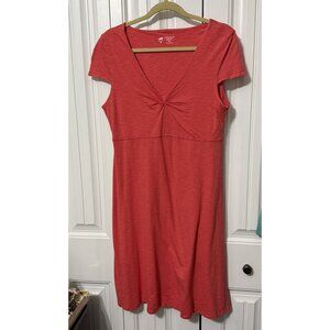Horny Toad Dress Womens Large Orange Cap Sleeve Vneck Empire Waist Tencel Cotton